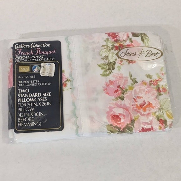 Sears Other - Vtg Sears Best French Bouquet Floral Percale Pillowcases Set of 2 Standard NEW